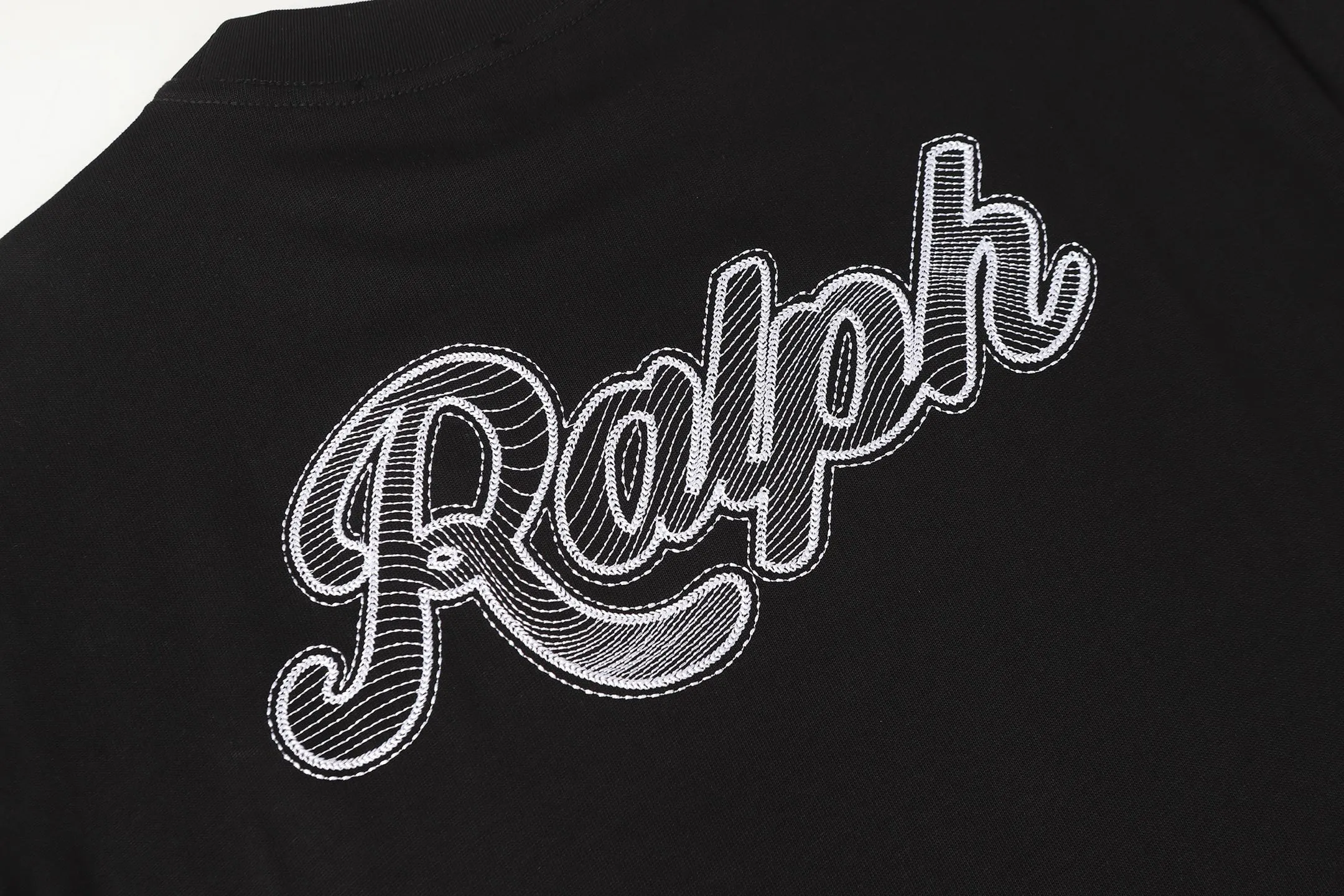 P140 💰 Actual pictures [High-end quality] Code: 8912# Color: Black White Size: S to XXL 2026ss New Ralph Lauren 320g customized fabric Round neck short sleeves Special embroidery Burnt patch Loose version for men and women